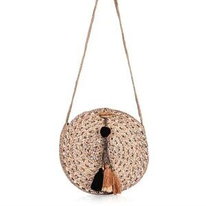 America & Beyond | Metallic Jute Woven Crossbody Bag
